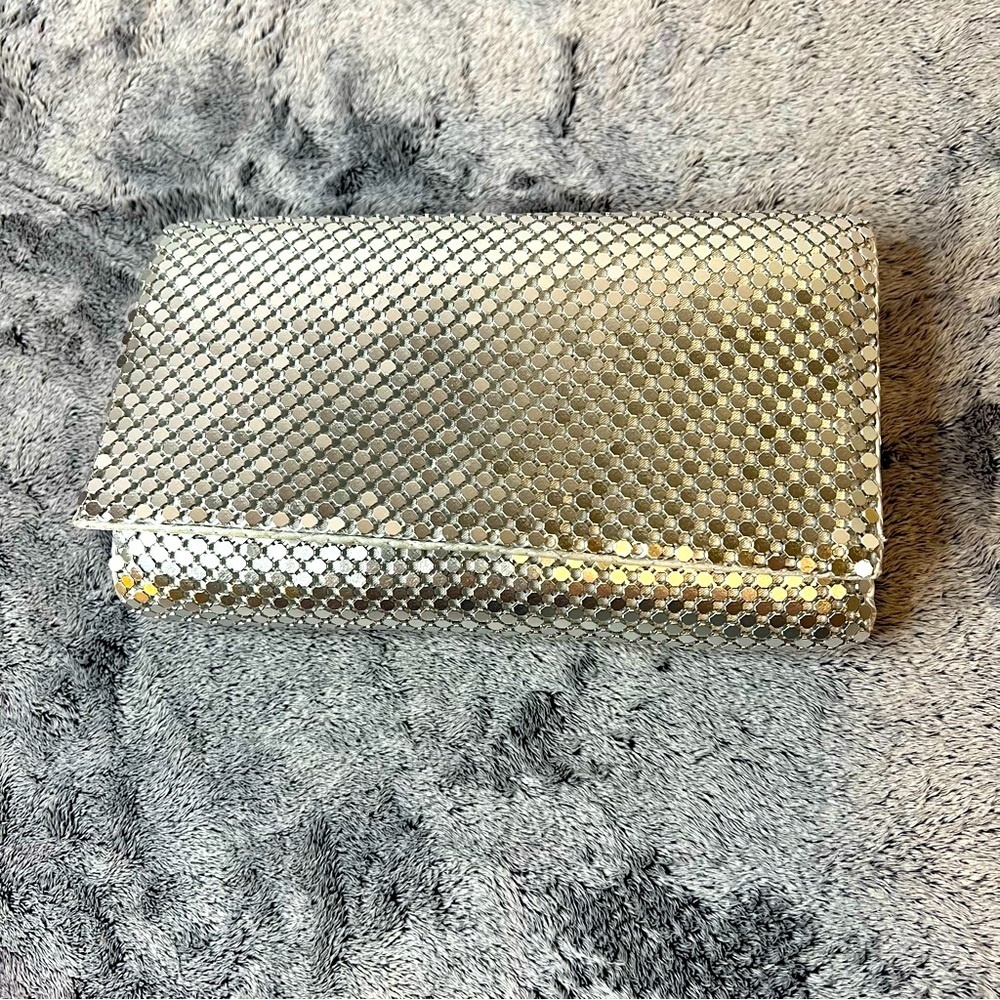 Jessica Mcclintock Gunne Sax Silver Metallic Mesh Evening Bag Purse